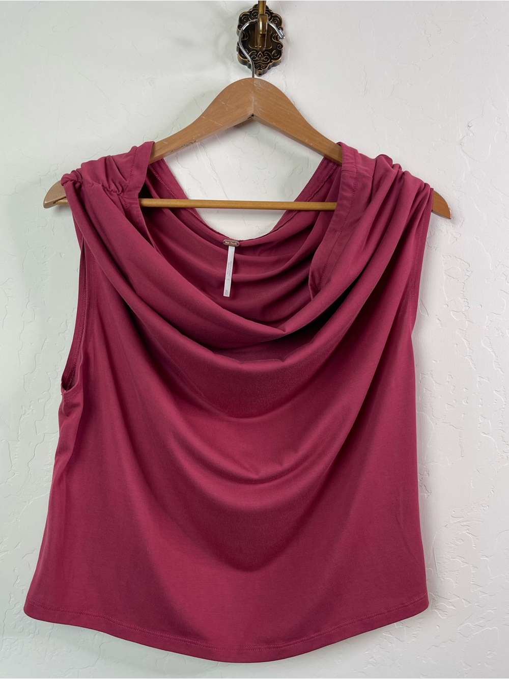 Free People Blake Off-The-Shoulder Draped Top in Deep Claret Size XL - Picture 2 of 14